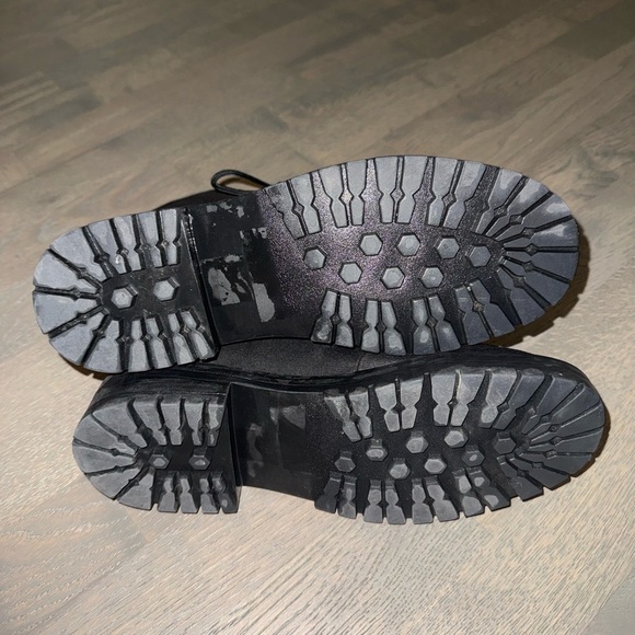 Black Faux Suede Combat Boot - Picture 6 of 8